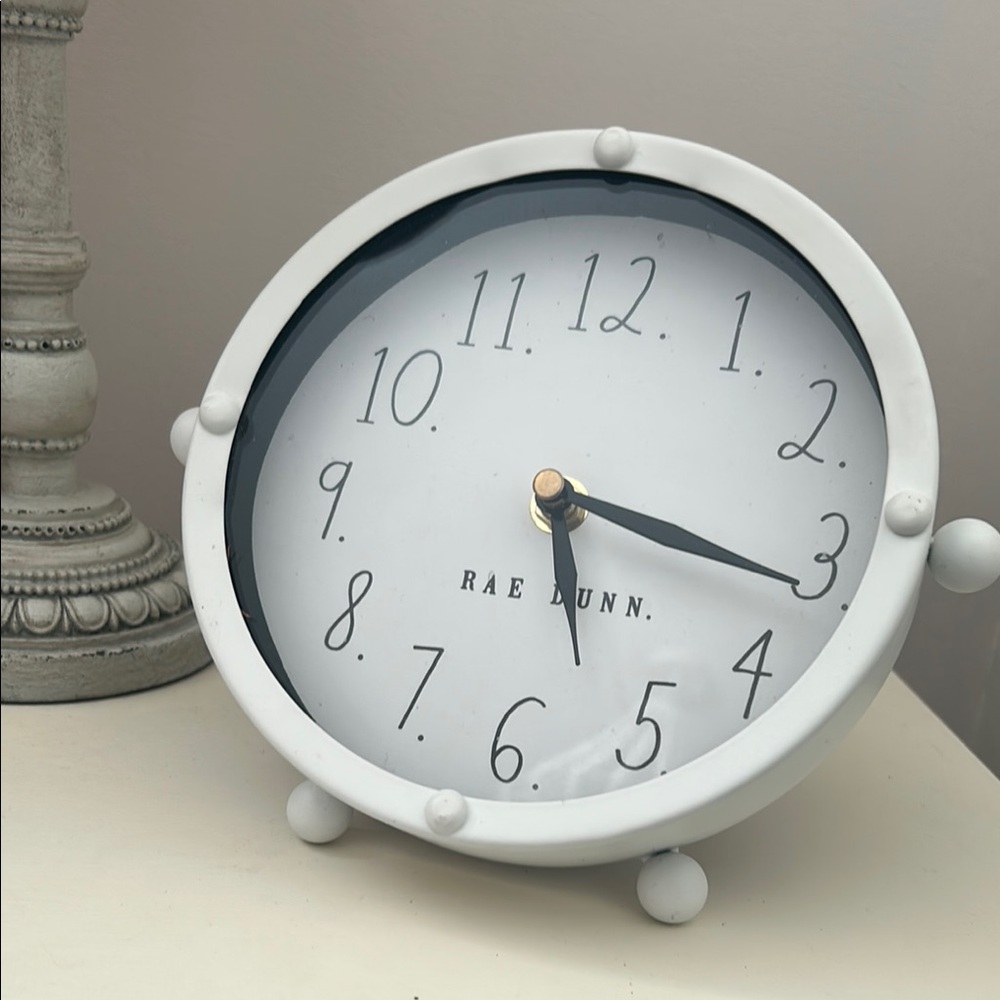 Rae Dunn White Table Clock